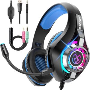 Gaming Headset for PC, PS5, Switch, and Mobile – Noise-Canceling Mic, Deep Bass Stereo Sound, Compatible with Nintendo